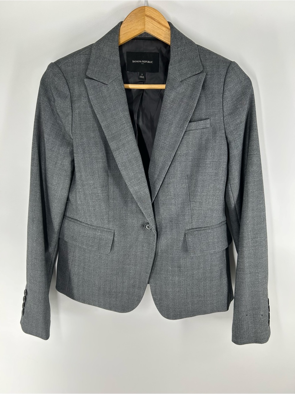 Banana Republic Factory Women's Gray Single-Button Tailored Blazer
